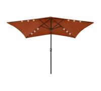 Parasol de jardin avec LED - Happiness - Terre cuite - 200x300x247 cm - Mât en acier - 18 LED intégrées