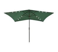 Parasol de jardin avec LED - Happiness - Vert - 200x300 cm - Mât en acier - 18 LED intégrées - Panneau solaire 0,7 W