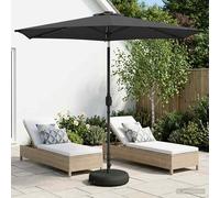 Parasol de jardin avec lumières LED et base Polyester Ombre d'Extérieur vidaXL v