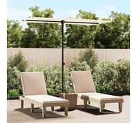 vidaXL Parasol de jardin mât en aluminium 180x110 cm Blanc Sable Blanc