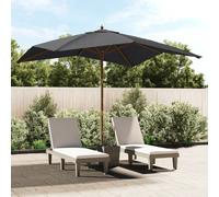 Parasol de Jardin avec Mât en Bois Abri de Soleil Patio 300x300x273 cm vidaXL