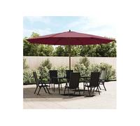 Parasol de jardin avec mât en bois rouge bordeaux 400x273 cm, parasol, parasol d'extérieur, parasol de patio, 363179