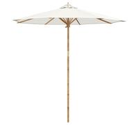 Parasol de Jardin Blanc crème en Bambou 270 cm diamètre, Toile Polyester Anti-UV imperméable, Cadre Solide et léger, Poteau détachable, Ombre idéale pour terrasse et extérieur