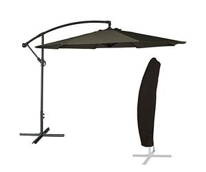 Parasol de Jardin déporté OAHU Rond 3m de diamètre Gris avec manivelle. Parasol déporté inclinable et Rabattable avec Housse de Protection.