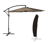 Parasol de Jardin déporté OAHU Rond 3m de diamètre Taupe avec manivelle. Parasol déporté inclinable et Rabattable avec Housse de Protection.