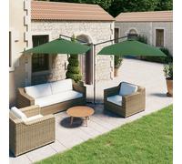 Parasol de Jardin Double avec Mât en Acier Pare-soleil Abri Patio Vert vidaXL