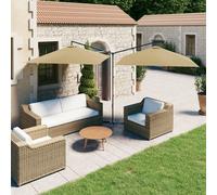 Parasol de Jardin Double avec Mât en Acier Pare-soleil Abri Patio Vert vidaXL