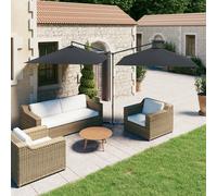 Parasol de Jardin Double avec Mât en Acier Pare-soleil Abri Patio Vert vidaXL