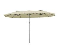 Parasol de jardin double - Outsunny - 4 x 2,2 x 2,3 m - rectangulaire - ouverture fermeture manivelle - toile 180 g/m² - crème