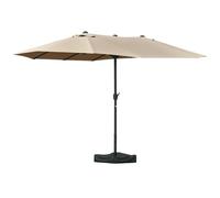 Parasol de jardin double rectangulaire - Outsunny - 4,6L x 2,7l x 2,4H m - ouverture fermeture manivelle - toile 180 g/m² - kaki