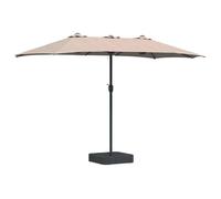 Parasol de jardin double tête - vidaXL - 385x209x244 cm - Taupe - Pliant - Manivelle intégrée - Protection UV