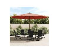 Parasol de jardin en polyester anti-UV et mât en bois dur massif - - terre cuite - 400x273 cm