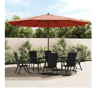 Parasol de jardin en polyester anti-UV et mât en bois dur massif - VIDAXL - terre cuite - 400x273 cm