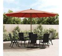 Parasol de jardin en polyester anti-UV et mât en bois dur massif - VIDAXL - terre cuite - 400x273 cm