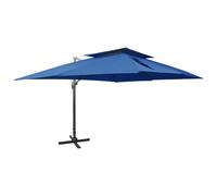Vidaxl Parasol Déporté Avec Double Toit 300x300 Cm Bleu Azur Bleu