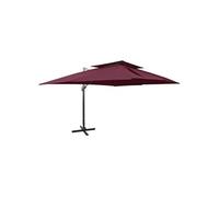vidaXL Parasol de Jardin en Porte-à-faux avec Double Toit, Pare-soleil de Patio, Abri de Soleil, Parasol de Terrasse Extérieur, Rouge Bordeaux
