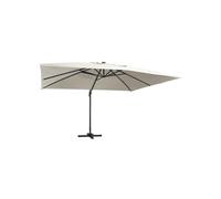 Vidaxl Parasol Déporté Avec Lumières Led Aluminium 400x300 Cm Sable