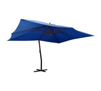 Vidaxl Parasol En Porte-À-Faux Avec Mât En Bois 400x300 Cm Bleu Azuré Bleu
