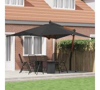 Parasol de Jardin en Porte-à-faux avec Mât en Bois Pare-soleil Anthracite vidaXL