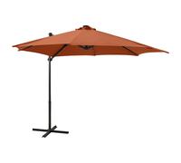 Vidaxl Parasol Déporté Avec Mât Et Lumières Led Terre Cuite 250 Cm