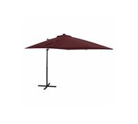 Vidaxl Parasol Déporté Avec Mât Et Lumières Led Rouge Bordeaux 250 Cm Rouge