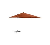 Parasol de Jardin en Porte-à-faux avec Mât et Lumières LED, Pare-soleil de Patio, Abri de Soleil Terrasse, Terre 312327