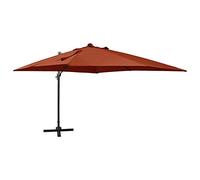 Parasol de Jardin en Porte-à-Faux avec Poteau et lumières LED Terracotta 300 cm, Ombre de Soleil pour Parasol de Jardin, Poids Parasol extérieur Parasol parasols extérieurs parasols