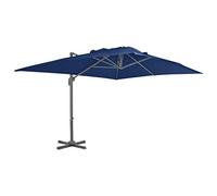 vidaXL Parasol de jardin déporté porte-à-faux, mât en aluminium, bleu azur