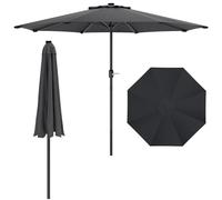 Parasol de Jardin Extérieur 3M,Parasol Droit,Lumineux Solaire 24 LED,Protection UV,Polyester 180g/m²,Hauteur Réglable, Baleines en Fer Robuste,Parasol Plage pour Balcon, Jardin, Terrasse,Gris
