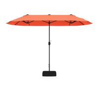 Parasol de Jardin Exterieur avec Pied, GIANTEX, 4M Parasol Rectangulaire Double 12 Baleines,Manivelle&Sommet Ventilé,UV 50+, Orange