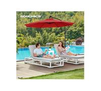 Parasol de Jardin Extérieur Déporté avec LED à Énergie Solaire, Ombrelle Ø 3 m, avec Base, Protection Solaire GPU118R01