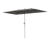 Parasol de Jardin Extérieur Double Rectangulaire 451 x 264 cm Gris Foncé | Outsunny, Manivelle d'Ouverture et Fermeture, Toile Polyester 200 g/m², Terrasse, Balcon, Piscine