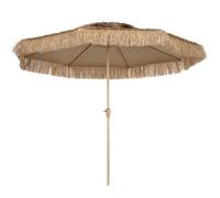 Outsunny Parasol de jardin extérieur style Hawaïen en paille Ø 294 cm, parasol droit mat et 8 baleines en métal, 140 g protection UV avec manivelle pour balcon jardin terrasse, jaune