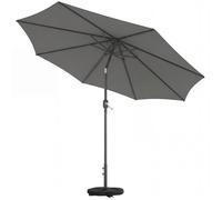 Parasol de jardin extérieur - Outsunny - rond Ø 3 x 2,5 m - inclinable - avec Base et Poids Sable - nervure rétractable - Gris Foncé