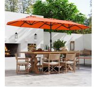 Parasol de Jardin, GIANTEX, 36 LED Solaires, 4 x 2,1 M Parasol Double Extérieur à 3 Aérations, pour Soirées Terrasse, Orange