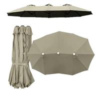 Parasol de jardin, Grand parasol de terrasse de remplacement, toile de remplacement for parasol double face, 12 baleines, triple taille, housse supérieure for parasol de marché en plein air(Taupe)