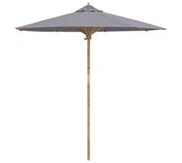 Parasol de Jardin Gris foncé en Bambou, Ø 270 x 260 cm, Toile Polyester Anti-UV imperméable, Cadre Solide, Poteau détachable, Ombre idéale pour terrasse et extérieur