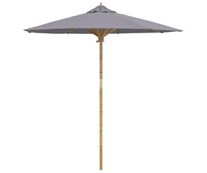 Parasol de Jardin Gris foncé en Bambou, Ø 270 x 260 cm, Toile Polyester Anti-UV imperméable, Cadre Solide, Poteau détachable, Ombre idéale pour terrasse et extérieur