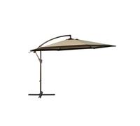 Parasol de Jardin Inclinable Ø300cm Design Sable et Bordure Marron - Parasol déporté Toile Polyester Anti UV KZ GARDEN
