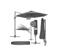 Parasol de jardin inclinable à pied Ø 300 cm avec housse gris
