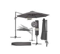 Parasol - TECTAKE - Parasol DARIA 6 niveaux d'inclinaison réglable et housse de protection incluse, Ø 300 cm - Gris
