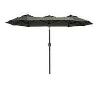 Outsunny Parasol de jardin XXL double grande taille 295 x 152 x 222 cm ouverture fermeture manivelle acier polyester haute densité gris
