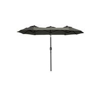 Outsunny Parasol de jardin XXL double inclinable 295x152x222 cm acier polyester manivelle gris