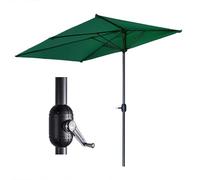 Parasol de jardin mural pour extérieur - Demi-parasol de 200 cm et 250 cm avec manivelle, pas de base nécessaire (Vert foncé, 250 cm)