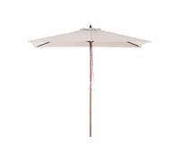 Parasol de Jardin ou de Terrasse Rectangulaire Blanc Beige avec Pied en Bois, Toile Anti UV 144 x 195 cm et Ouverture Facile avec Corde Beliani