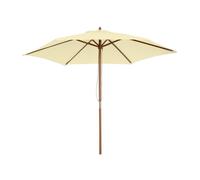 Outsunny Parasol de jardin droit hexagonal double toit Ø 2,5 x H 2,3 m Bois de bambou Crème
