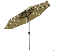 Parasol de jardin - Outsunny - droit octogonal inclinable solaire 24 LED haute densité - métal - Ø 2,7x2,4m - marron