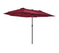 Parasol de jardin - Outsunny - extérieur double rectangulaire ouverture manivelle robuste - acier - 4,6x2,7x2,4m - bordeaux