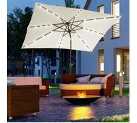 Parasol de jardin parasol droit 3 x 2 m lumineux rectangulaire inclinable parasol LED solaire acier polyester crème
