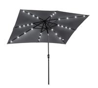 Outsunny Parasol de jardin Parasol droit 3 x 2 m lumineux rectangulaire inclinable avec LED solaire acier polyester haute densité gris